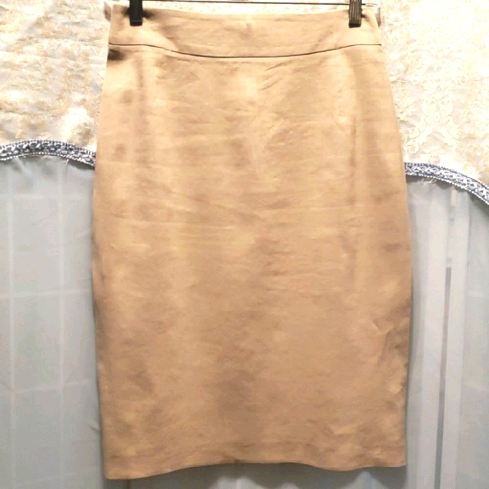 THEORY LINEN MIDI SKIRT W/REAR VENT & ZIP SZ 2